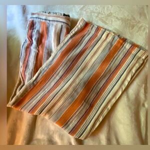 RD & Koko Pants Women’s Medium Multicolored Striped Cotton Cropped Beach Pull On
